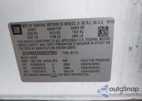 2013 Cadillac Srx Luxury Collection z USA, uszkodzony, nr VIN 3GYFNCE30DS537850